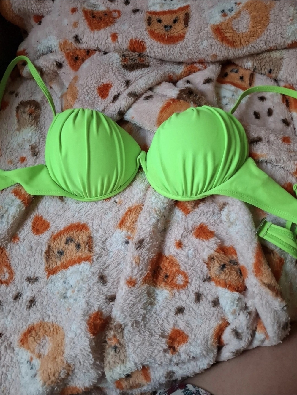 Neon Green Women's Bikini Top - Padded Push-Up Swim Bra